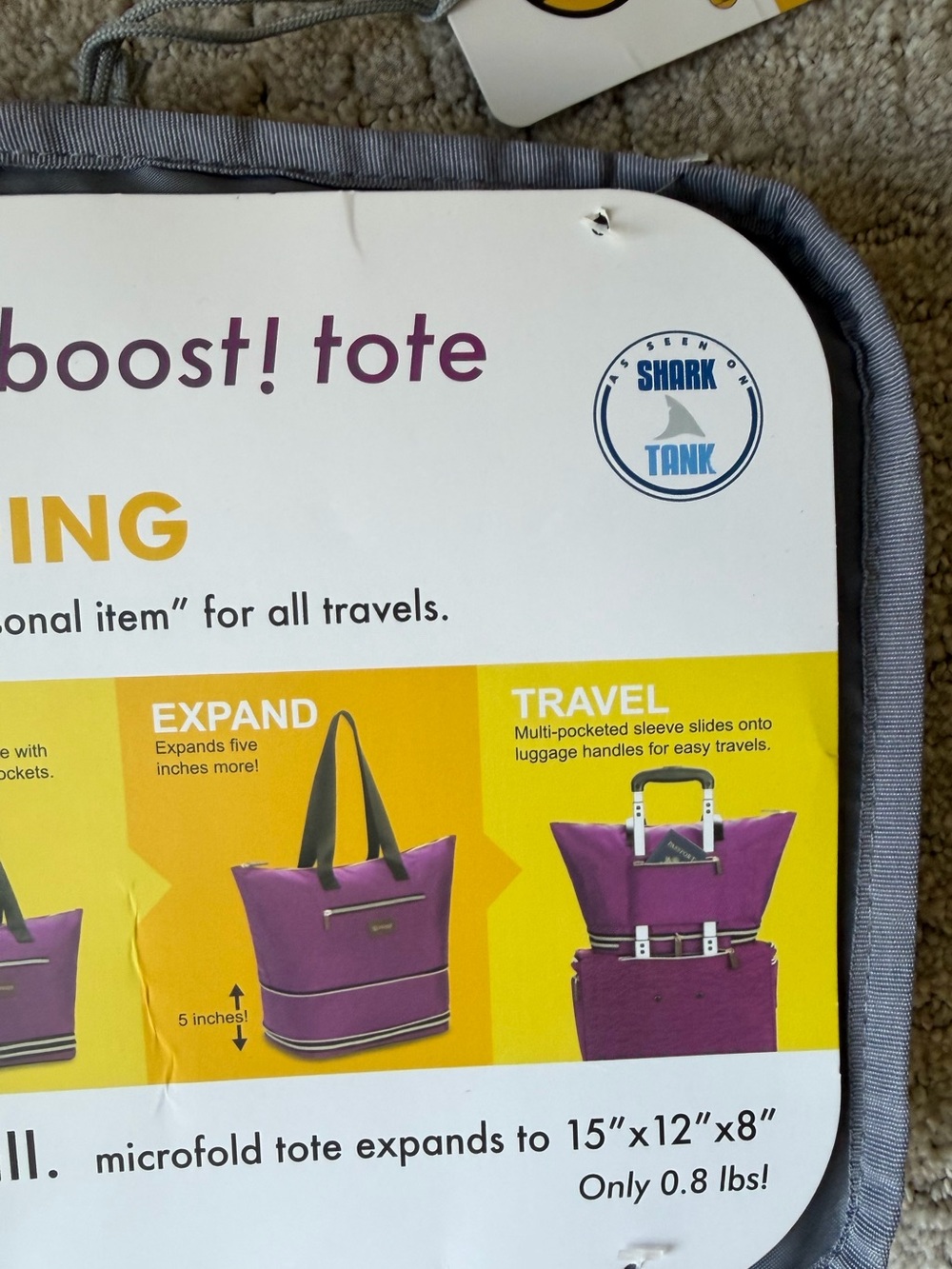 NWT Biaggi Navy ZipSak Boost Expanding Tote with Gray Pouch - Picture 5 of 6